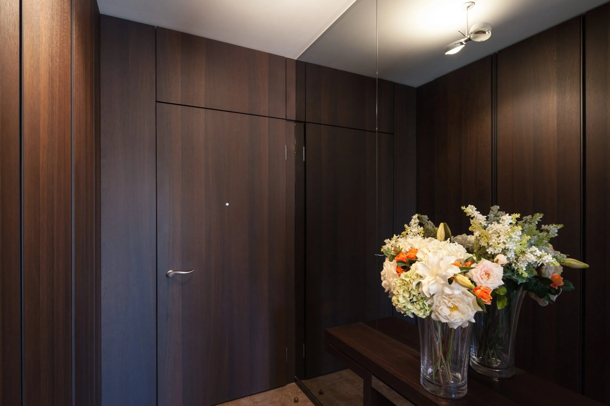 Dark Walnut Veneer Wardrobe and Bench