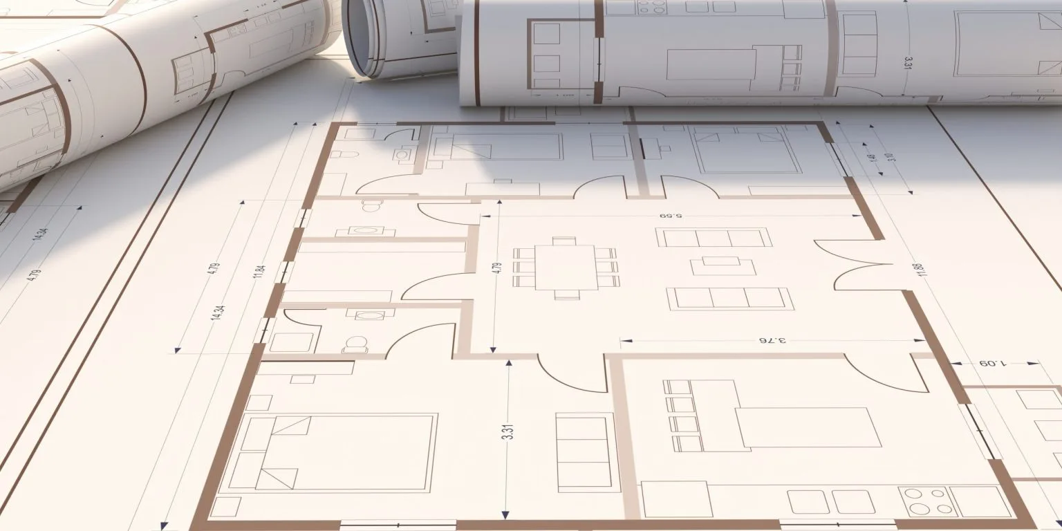Dimensioned two-dimensional floor plan drawing used as the base for a Dubai interior layout