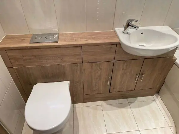 Bathroom vanity unit after renovation by Fitout Renovation Dubai